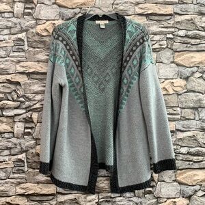 #38 Love by Design Nordstrom Mint Gray Open Knit Sweater Cardigan Vintage Medium